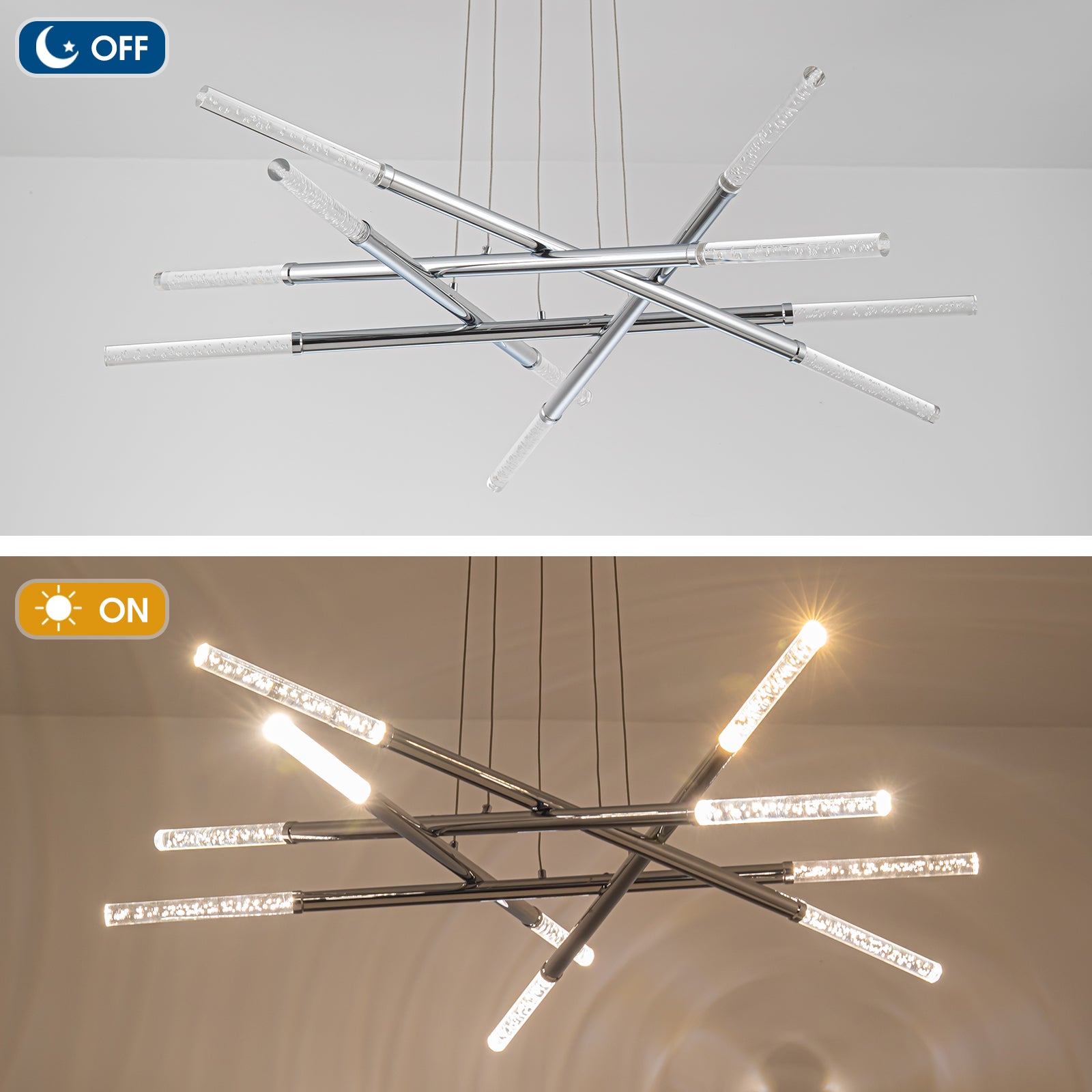 Modern Star Chrome LED Chandelier
