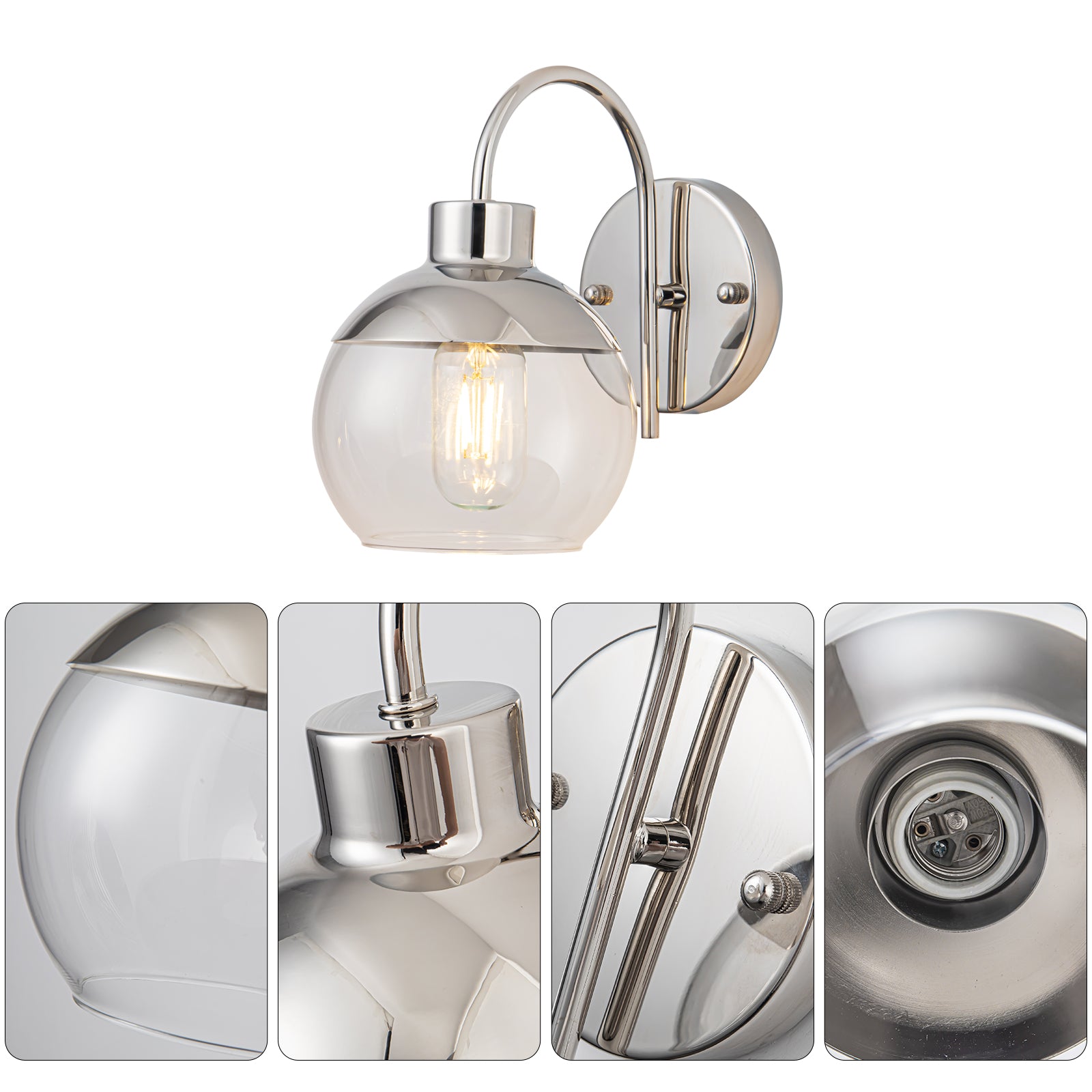 Pento 1 Light Chrome Wall Sconce