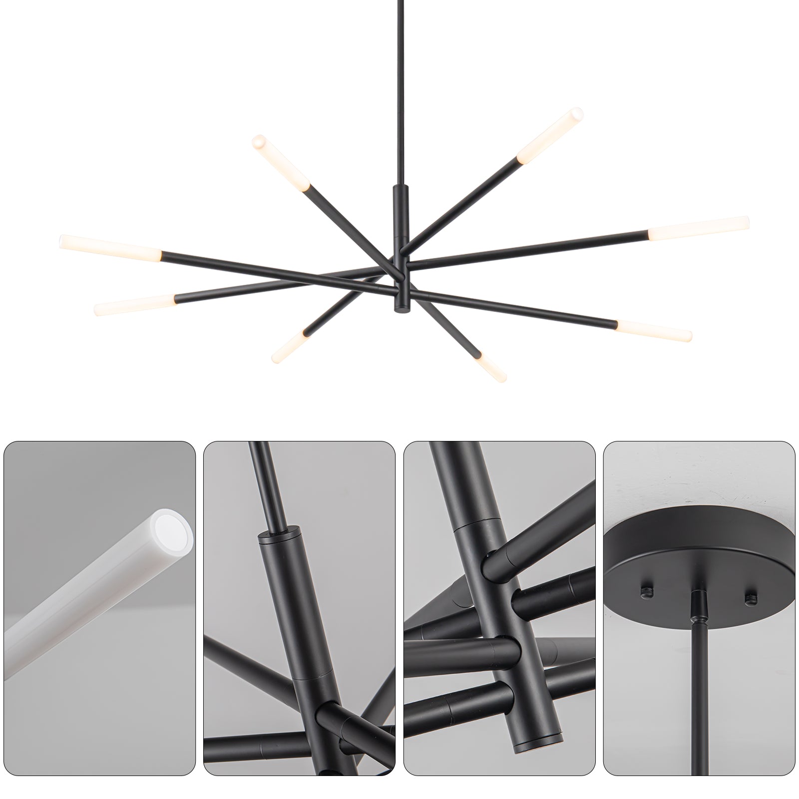 Alissa Modern Black 8 Light LED Pendant Light