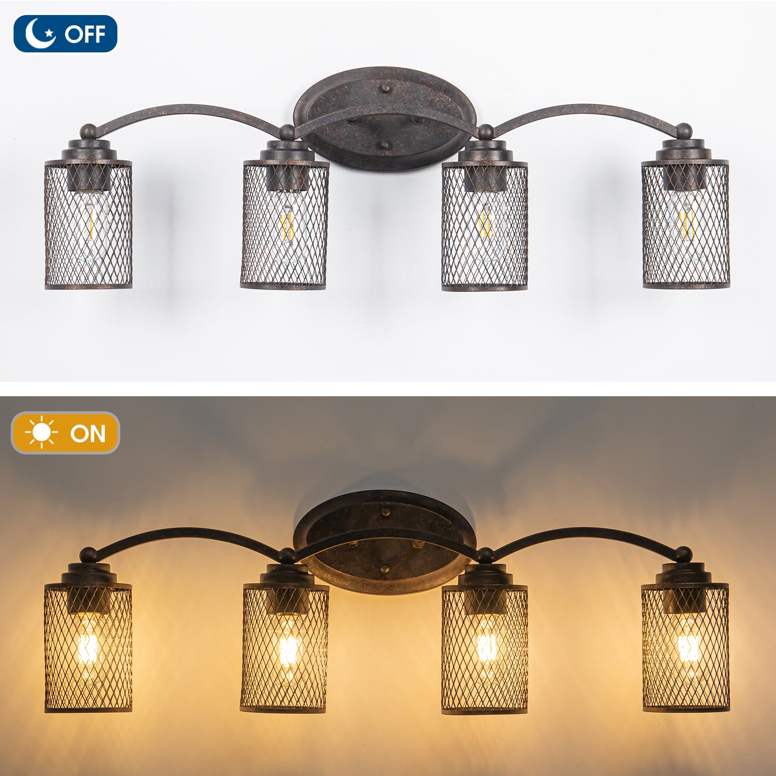 Bijou 4 Light Rust vanity Light