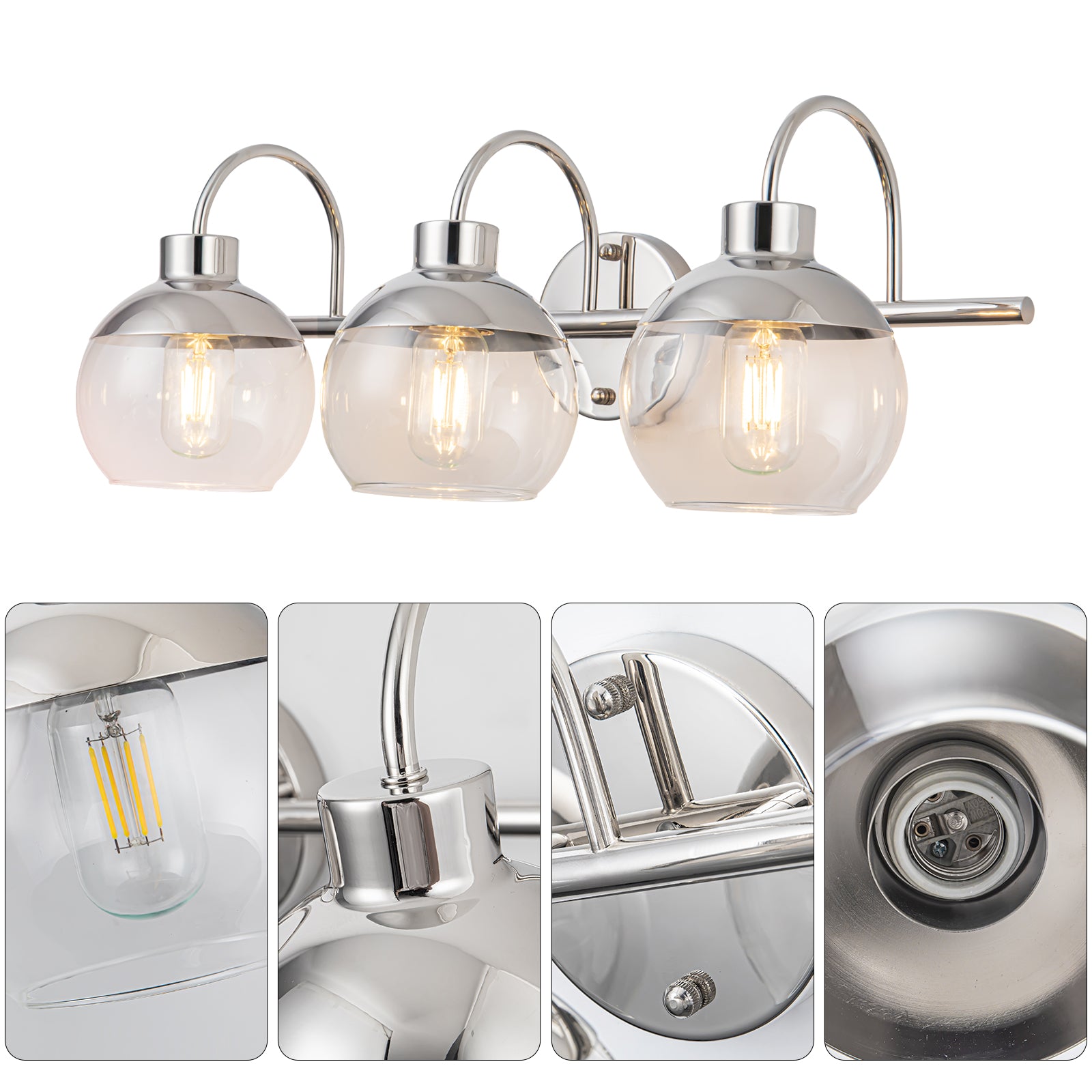 Pento 3 Light Chrome Wall Sconce