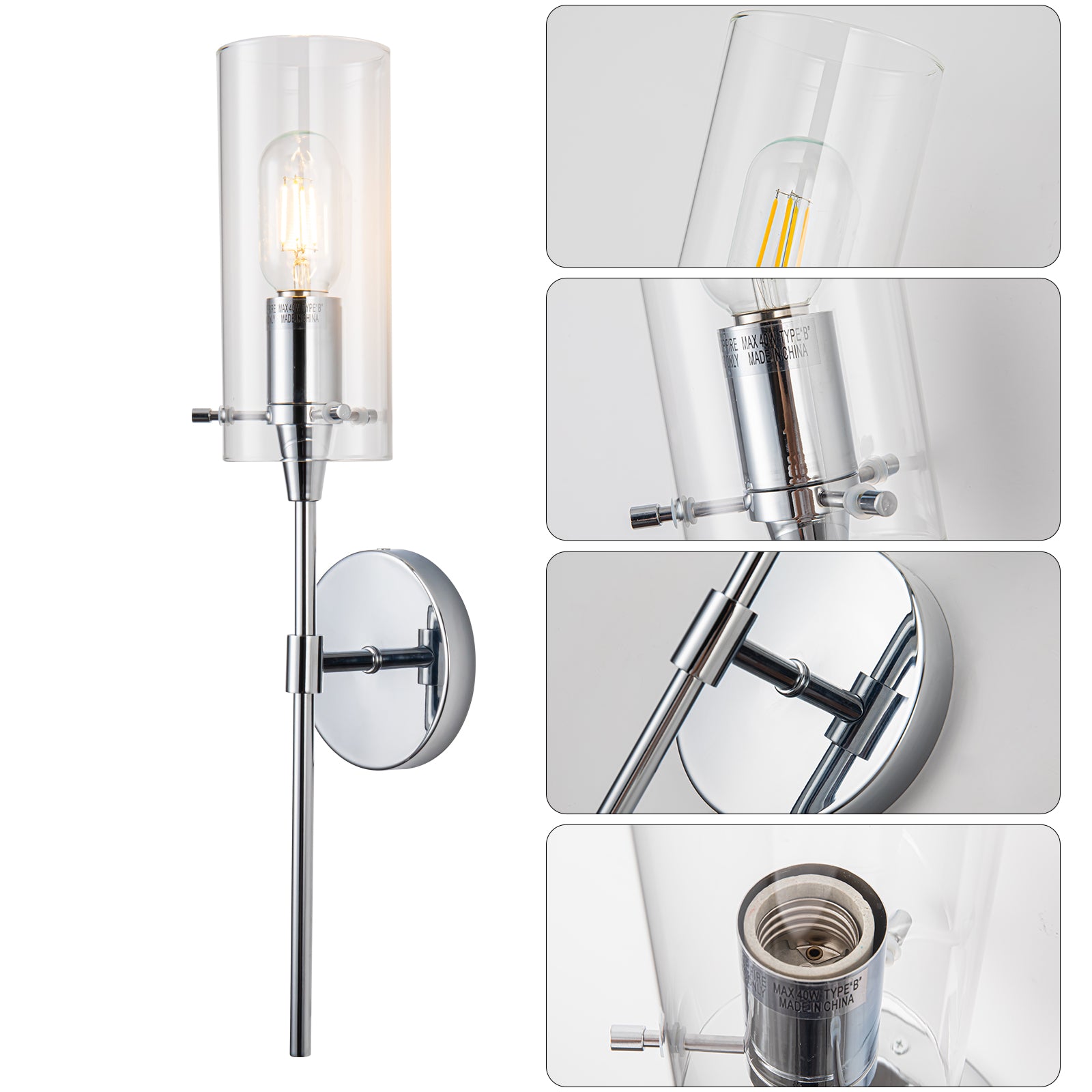 Hailo 1 light Chrome Wall Sconce