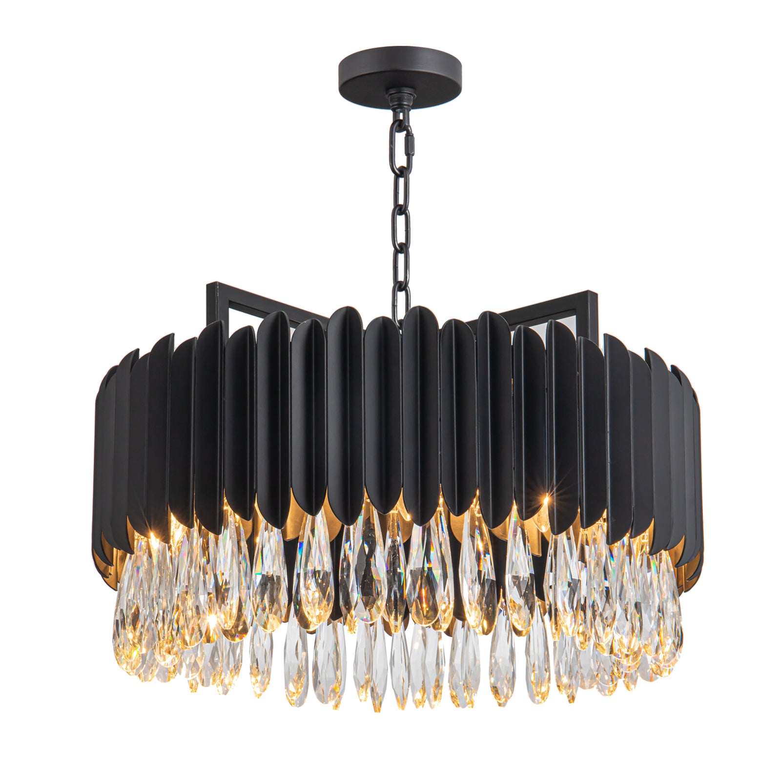 Amy 12 Light Black Round Chandelier
