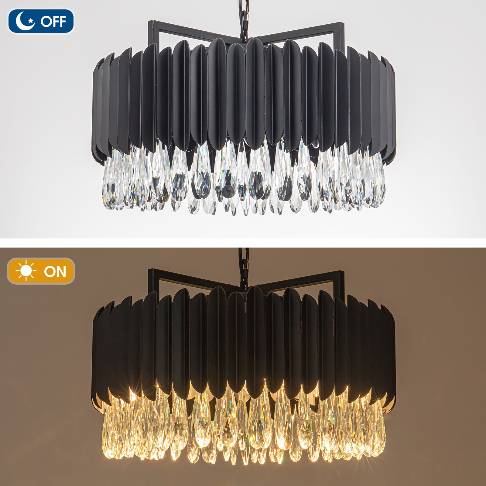Amy 12 Light Black Round Chandelier