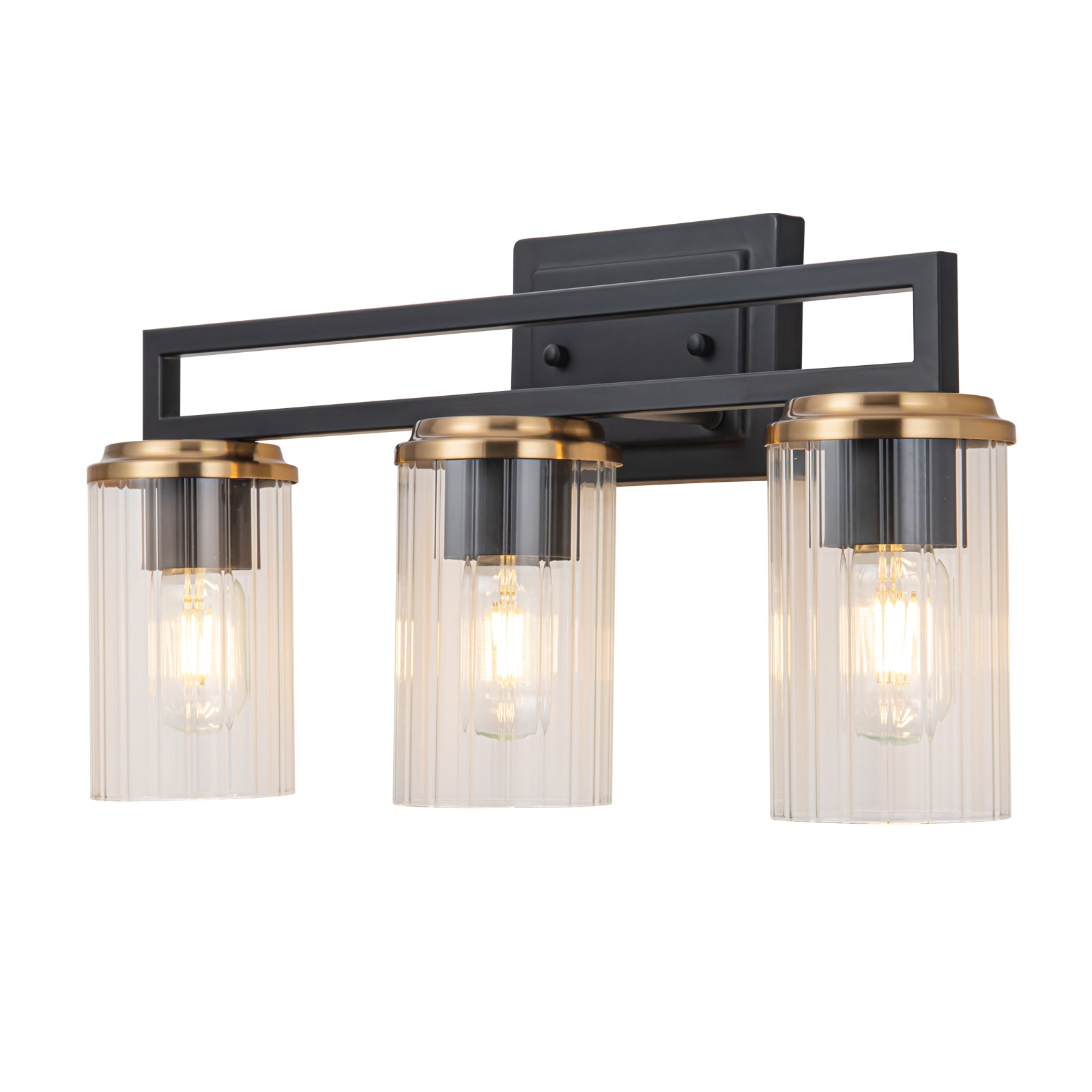 Belisi 3 Light Black/Satin Brass Gold Vanity Light