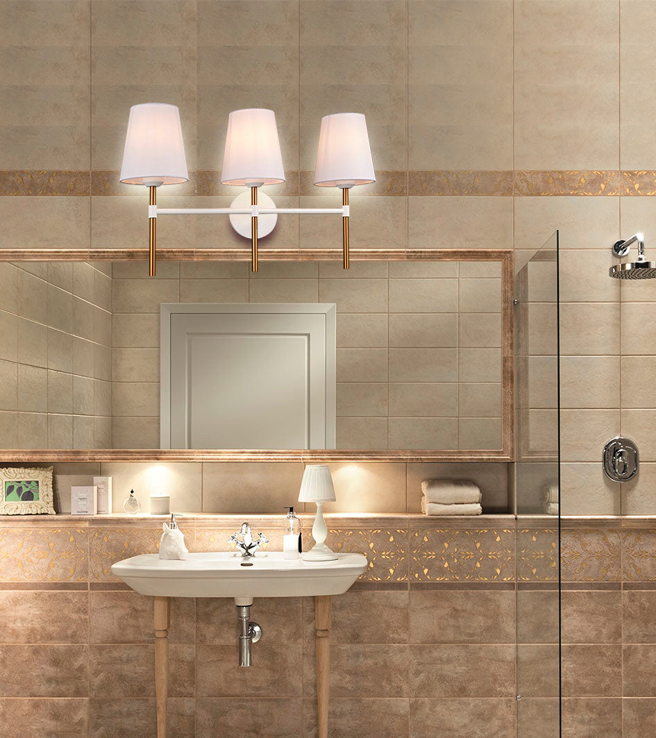 Lya Transitional Gold and White Vanity Light