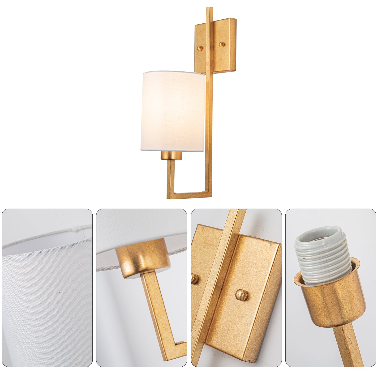 Geometric 1 Light Antique Brush Gold Leaf Wall Sconce