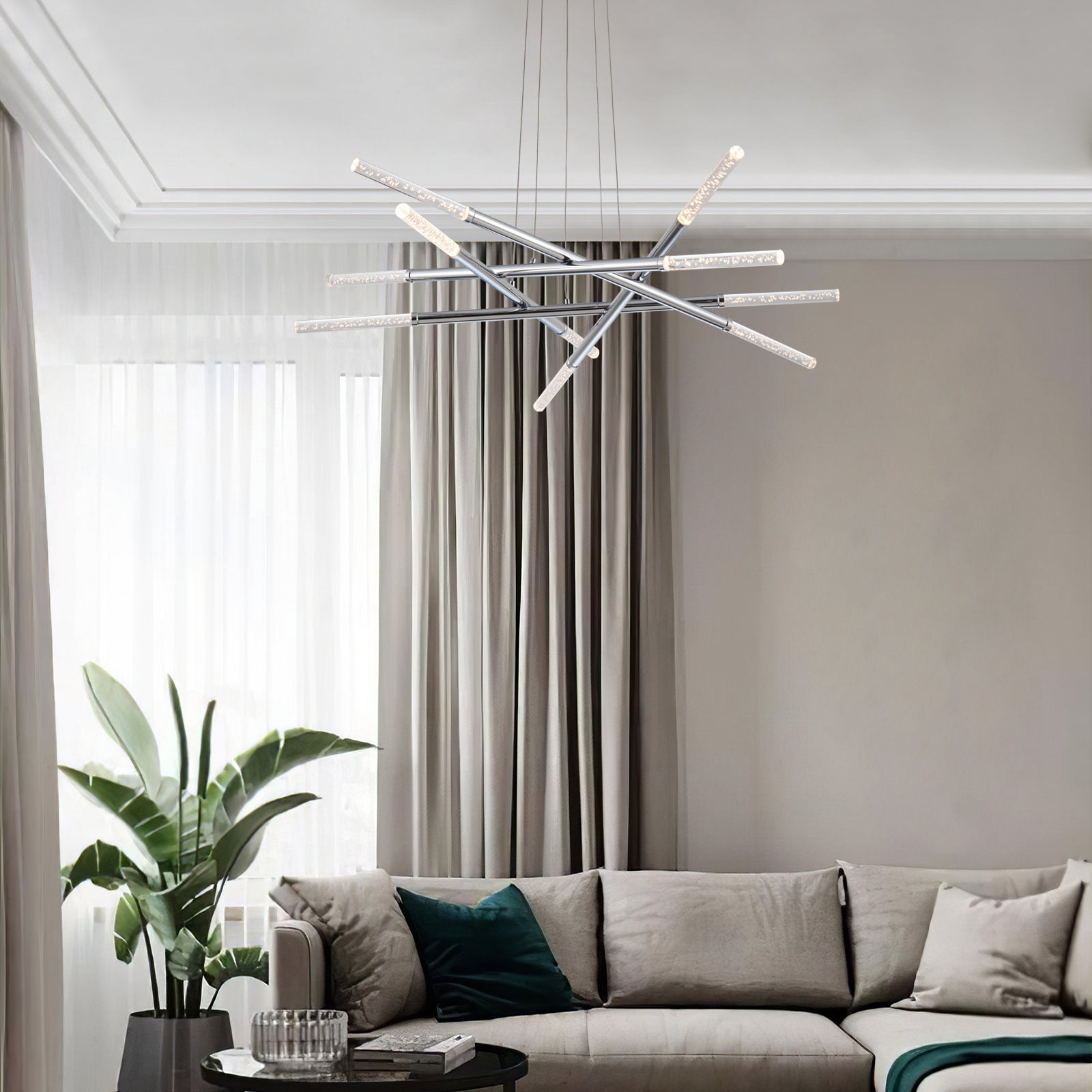 Modern Star Chrome LED Chandelier