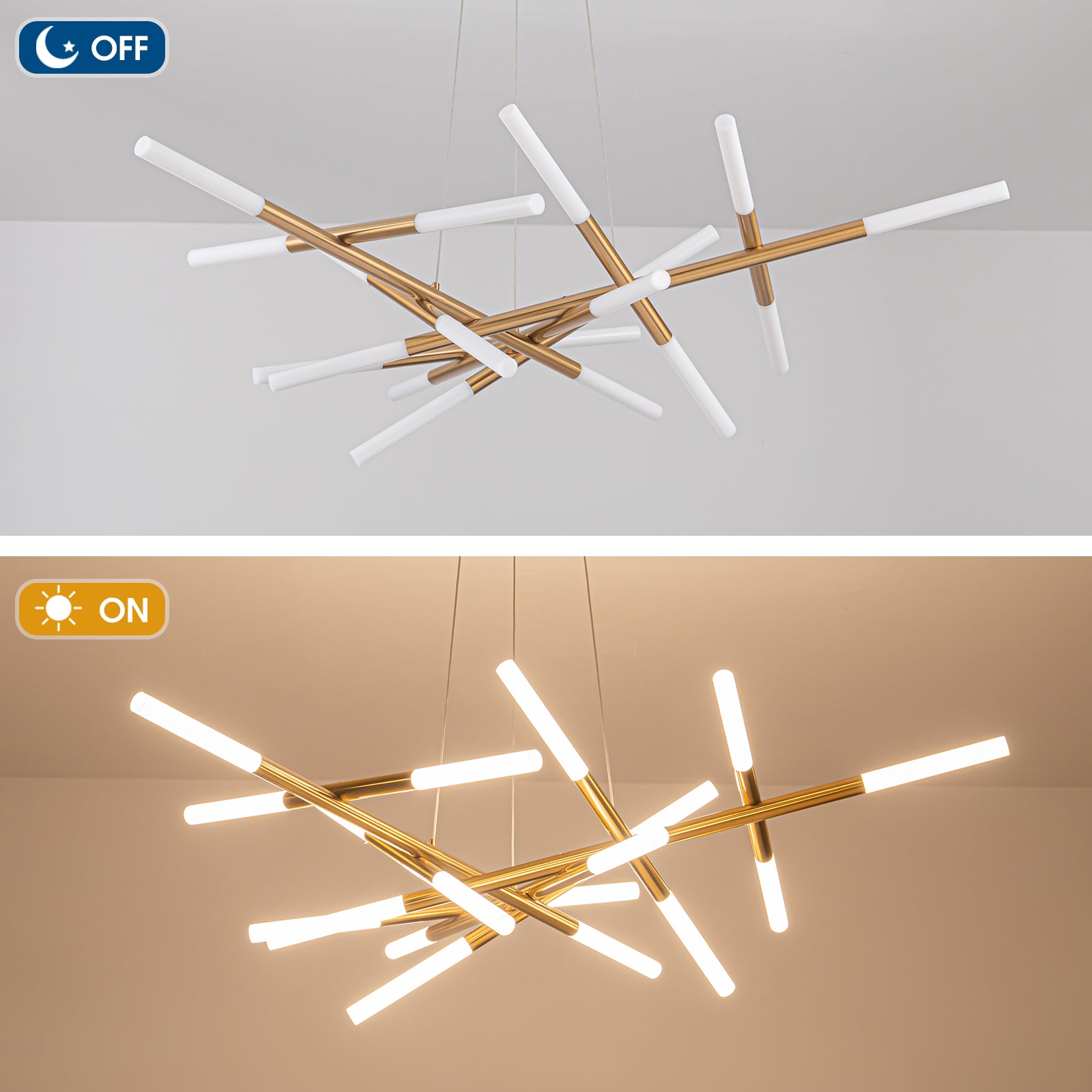 Modern Star Gold LED Chandelier