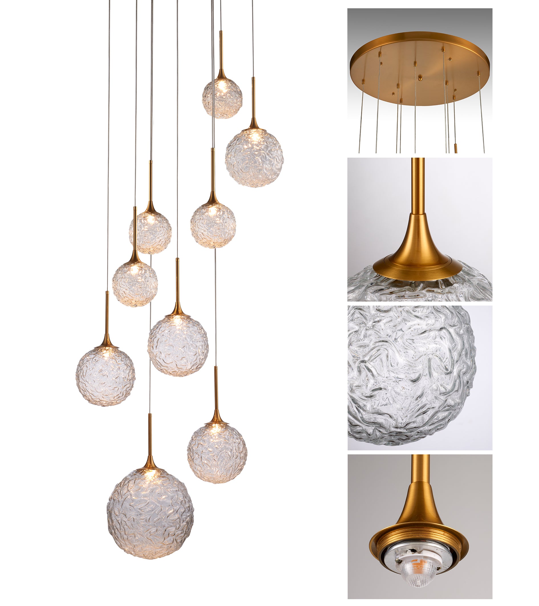 Alessandro 9 Light Brass Gold Chandelier