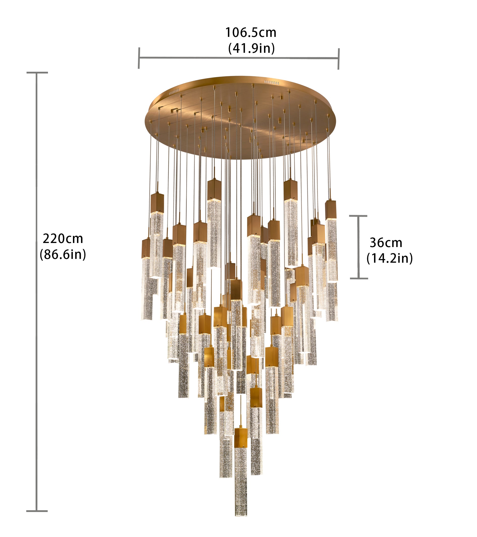 Athena Round 51 Light Gold chandelier Flush Mount