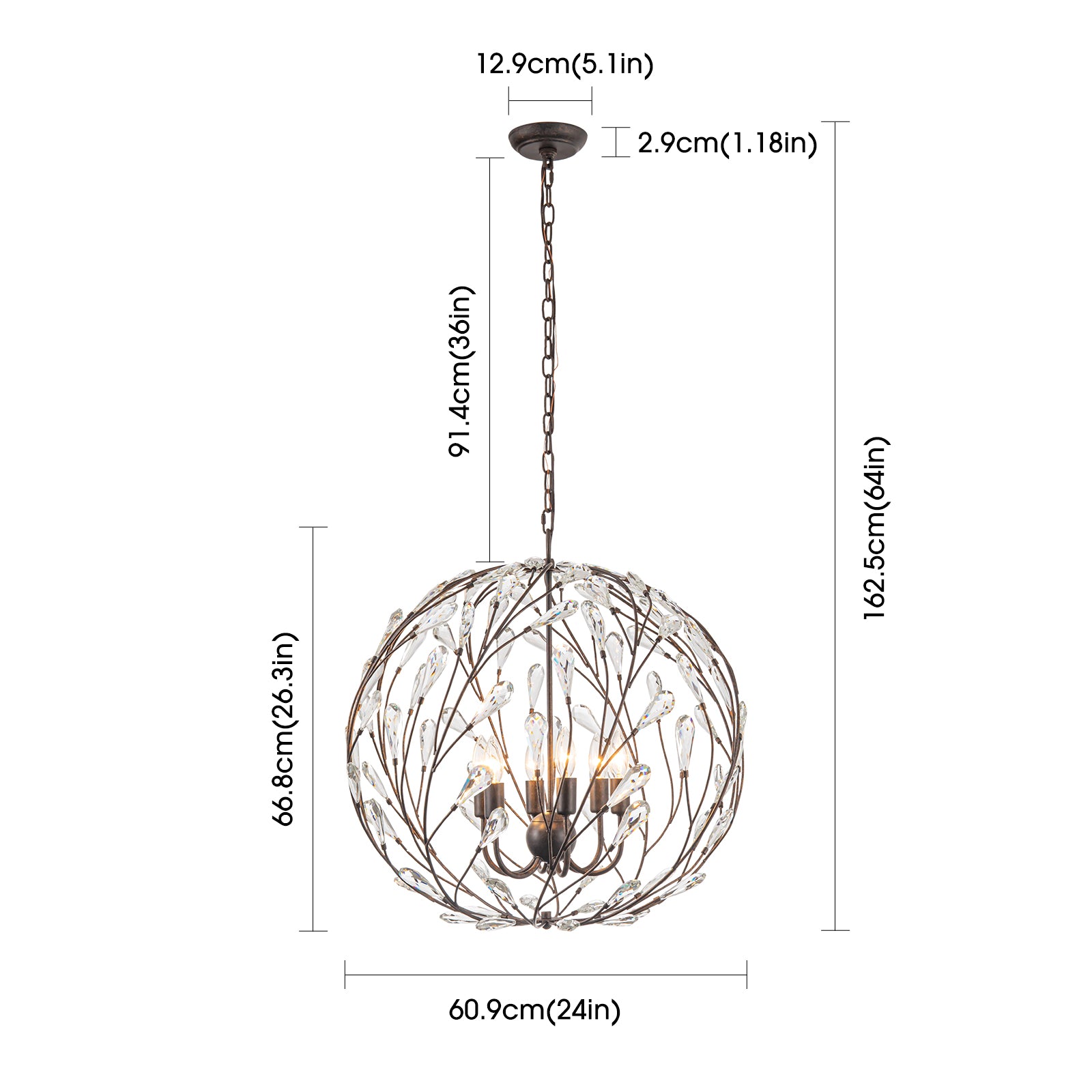 BRNO 6 Light Rust Round Pendant