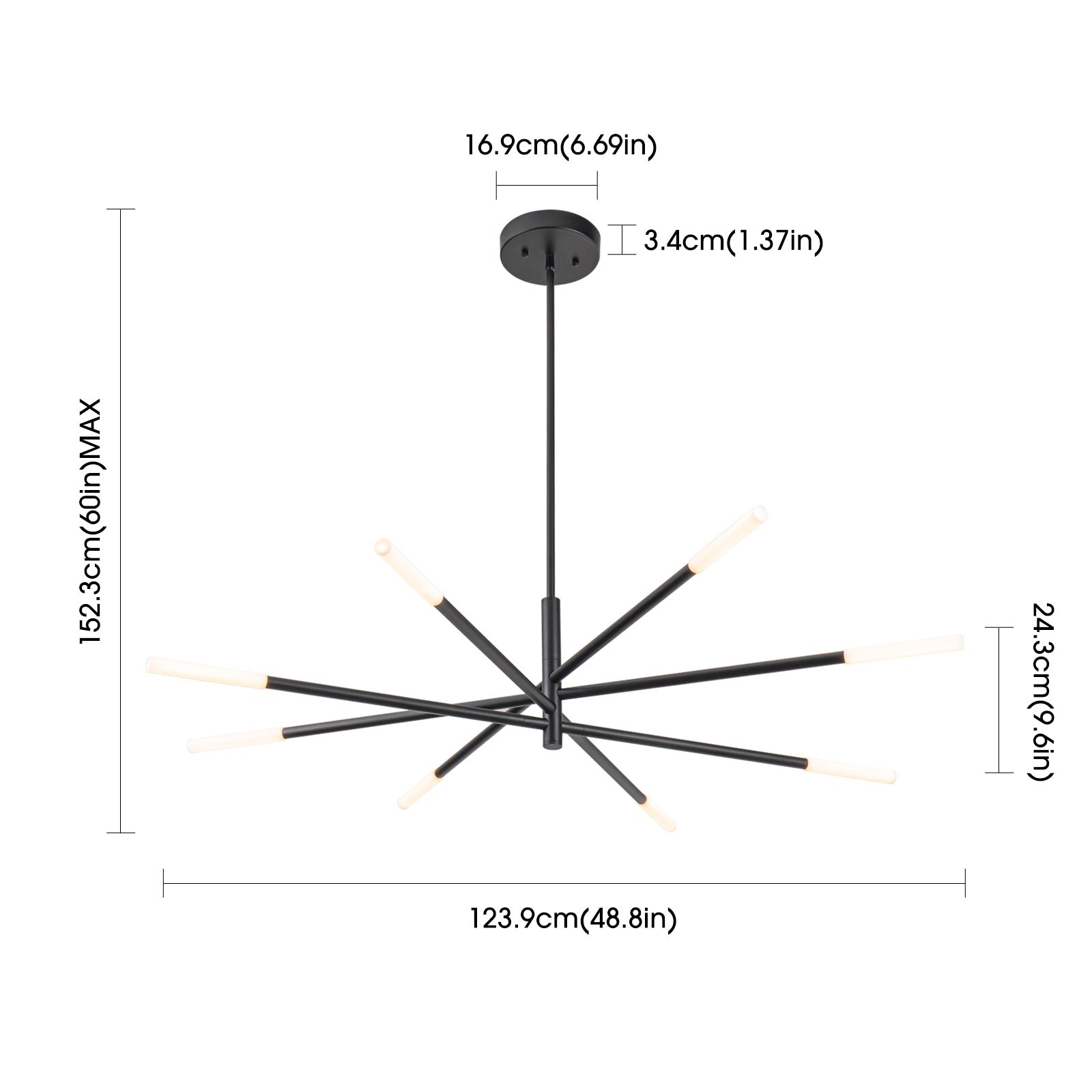 Alissa Modern Black 8 Light LED Pendant Light