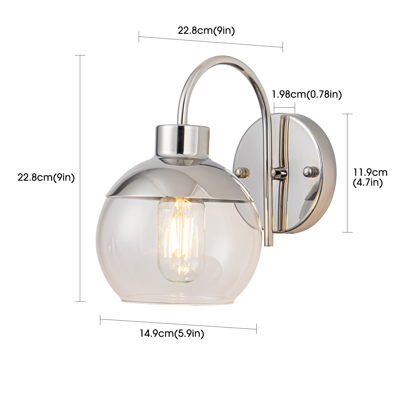 Pento 1 Light Chrome Wall Sconce