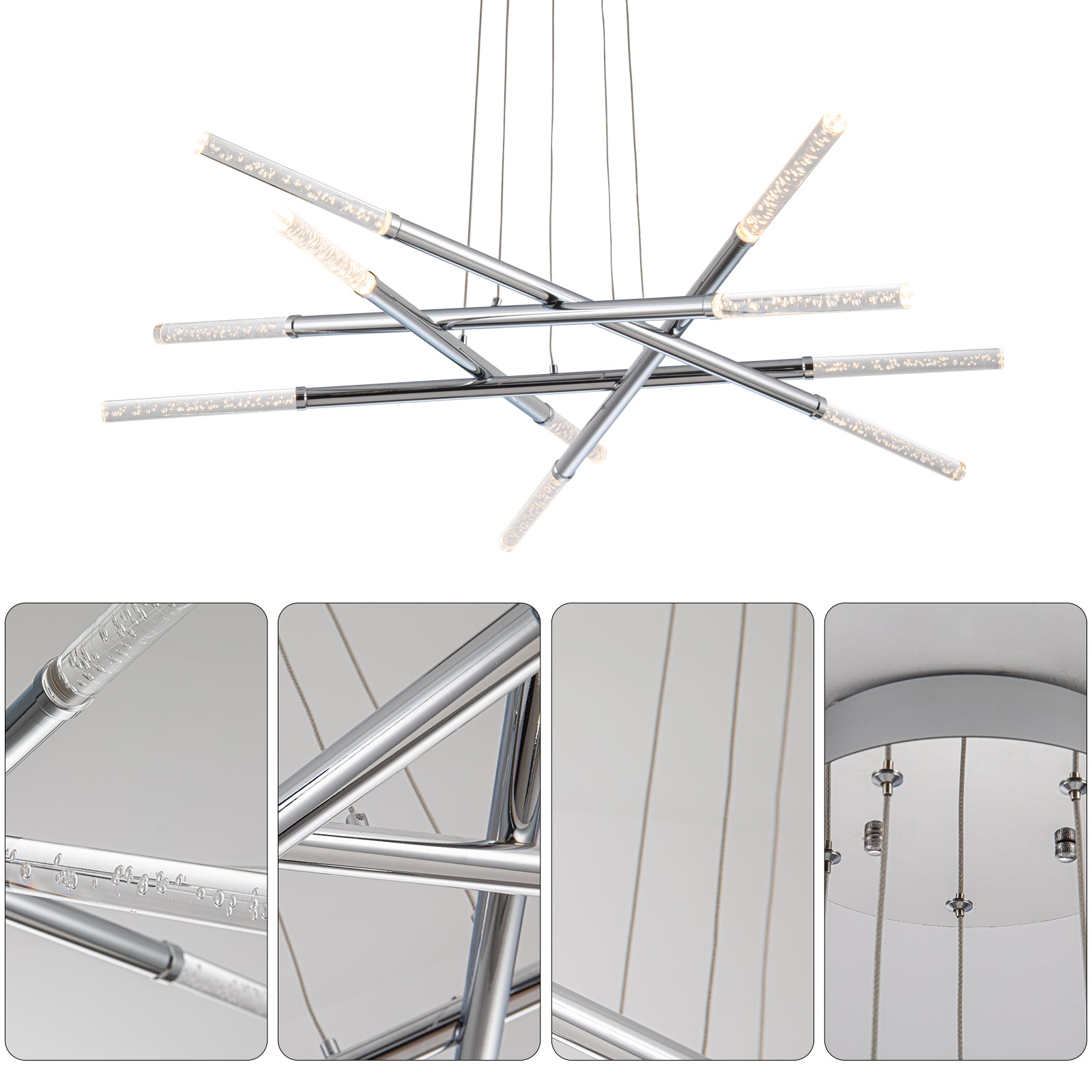 Modern Star Chrome LED Chandelier