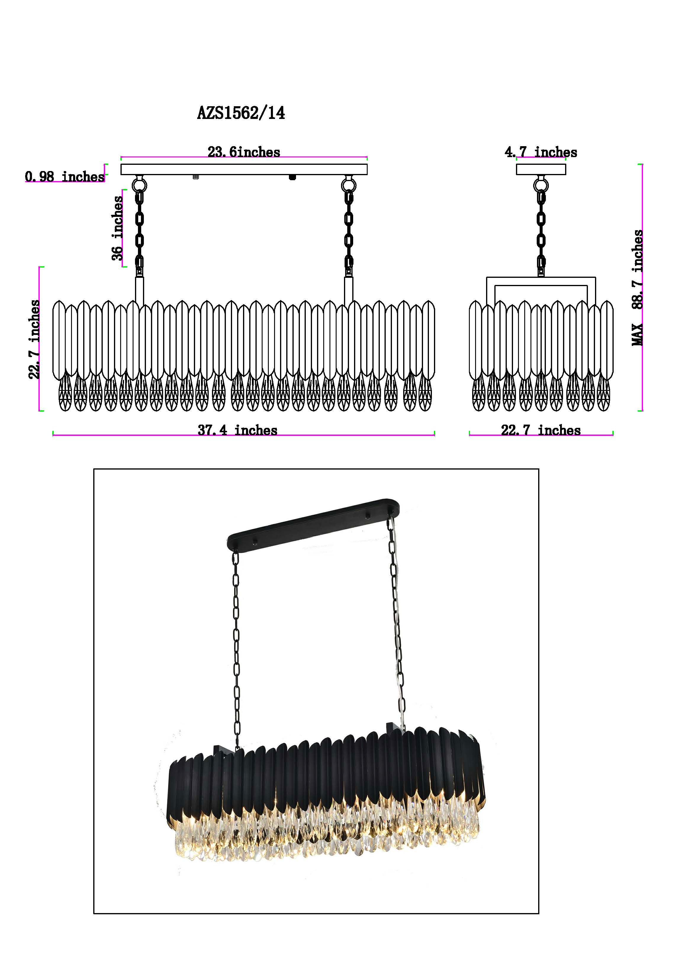 Amy 14 Light Black Chandelier