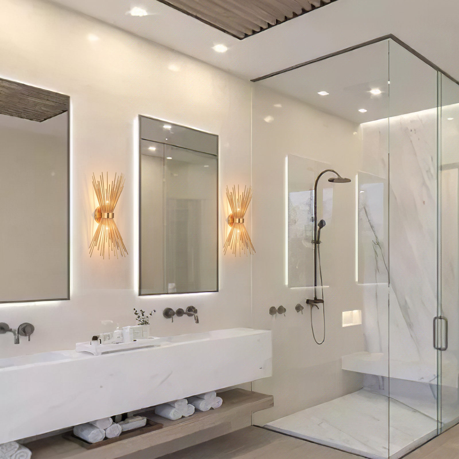 Roma 2 Light Antique Brush Gold Wall Sconce