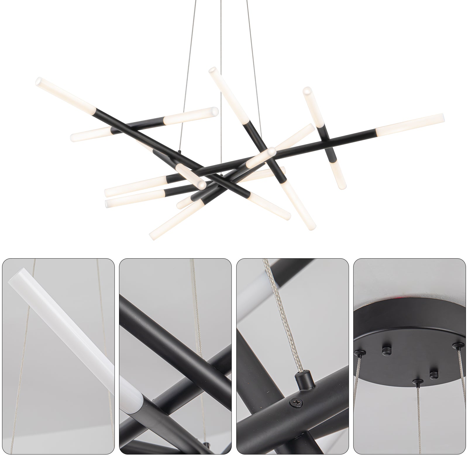 Modern Star Black LED Chandelier