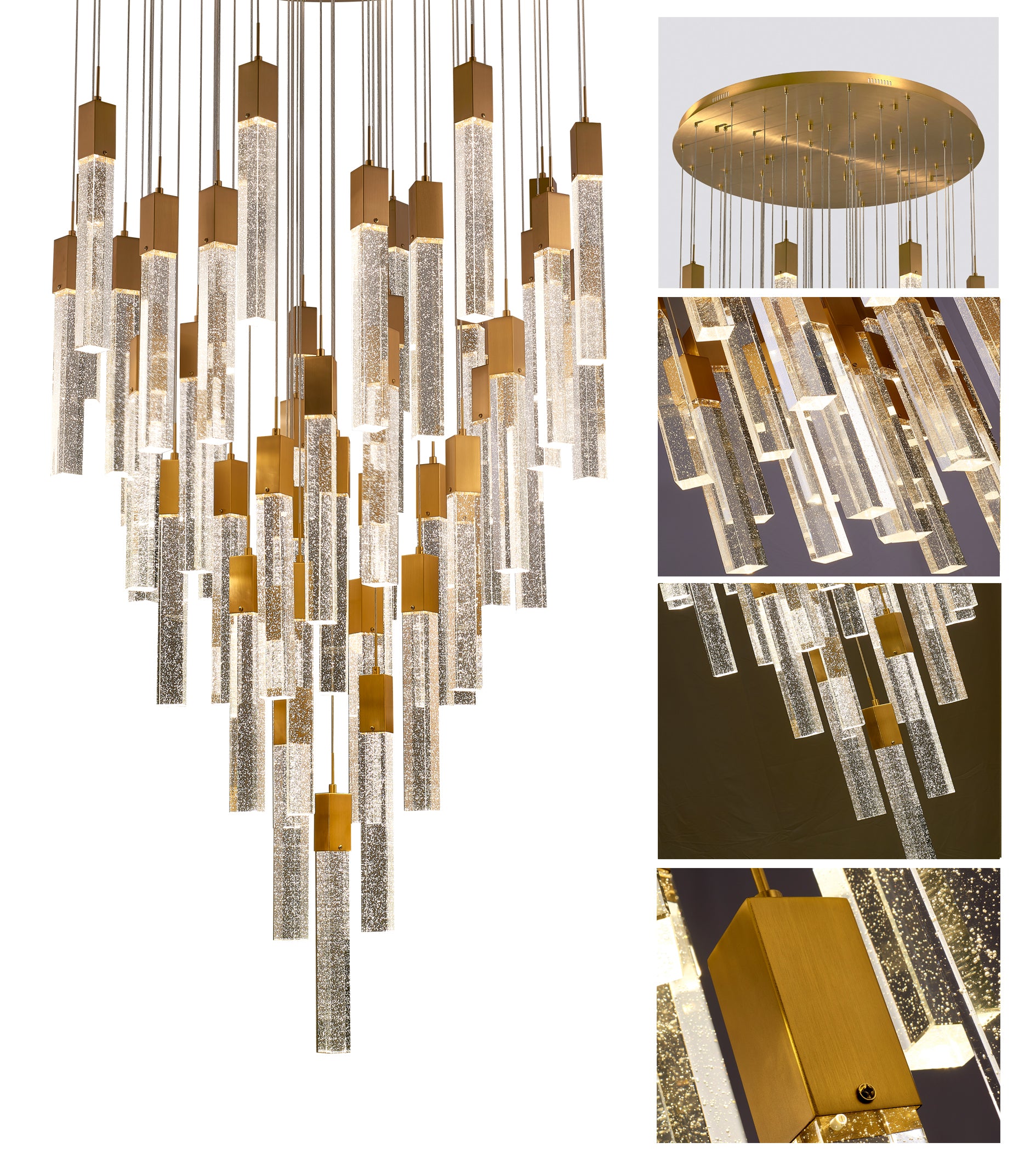 Athena Round 51 Light Gold chandelier Flush Mount