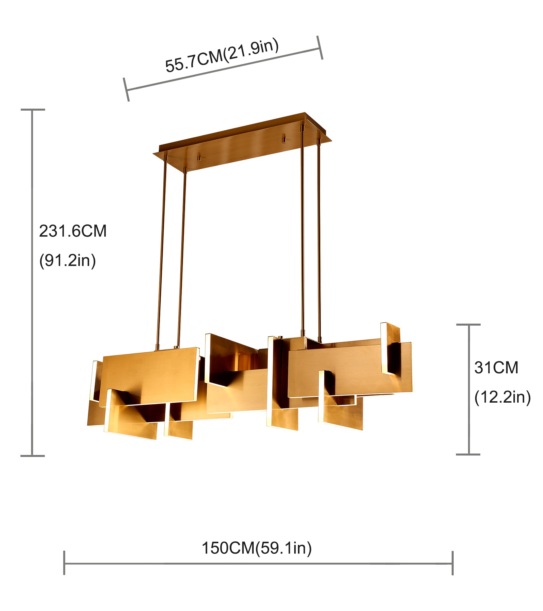 Ginevra Gold Pendant Light 60 Inch L