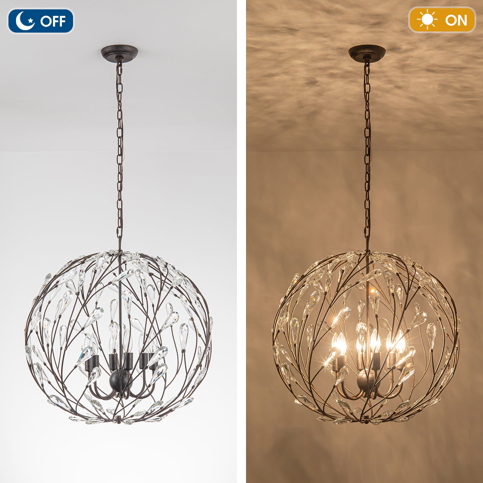 BRNO 6 Light Rust Round Pendant