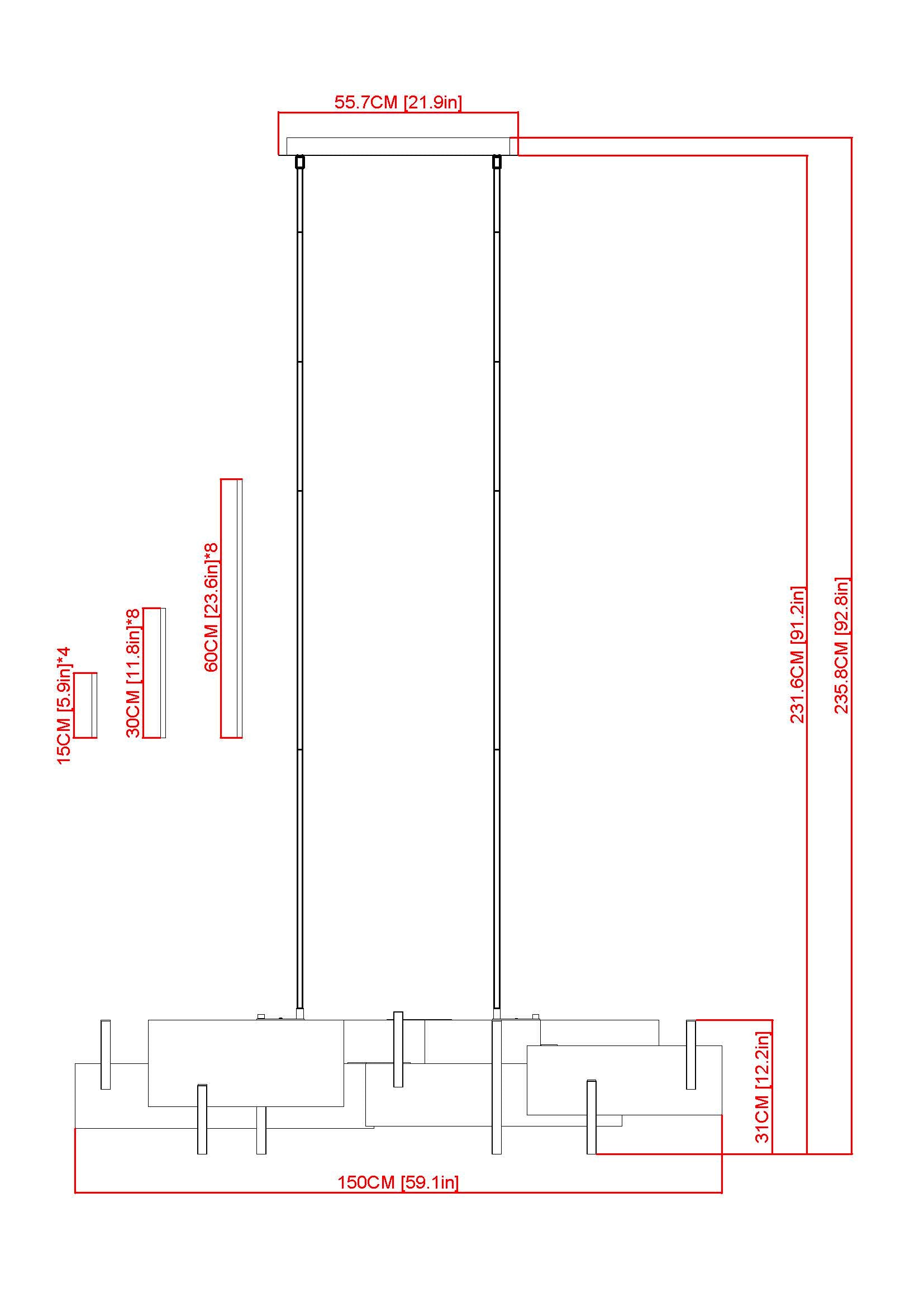 Ginevra Gold Pendant Light 60 Inch L